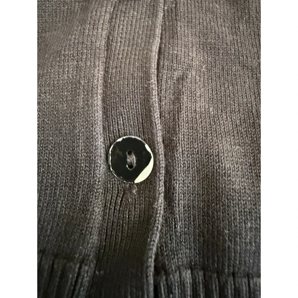 August Silk Womens S Black Cardigan Sweater Puff Sleeve Button Front Classic